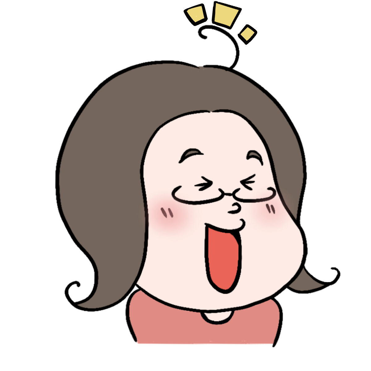 ひらめいた表情のさちのイラスト