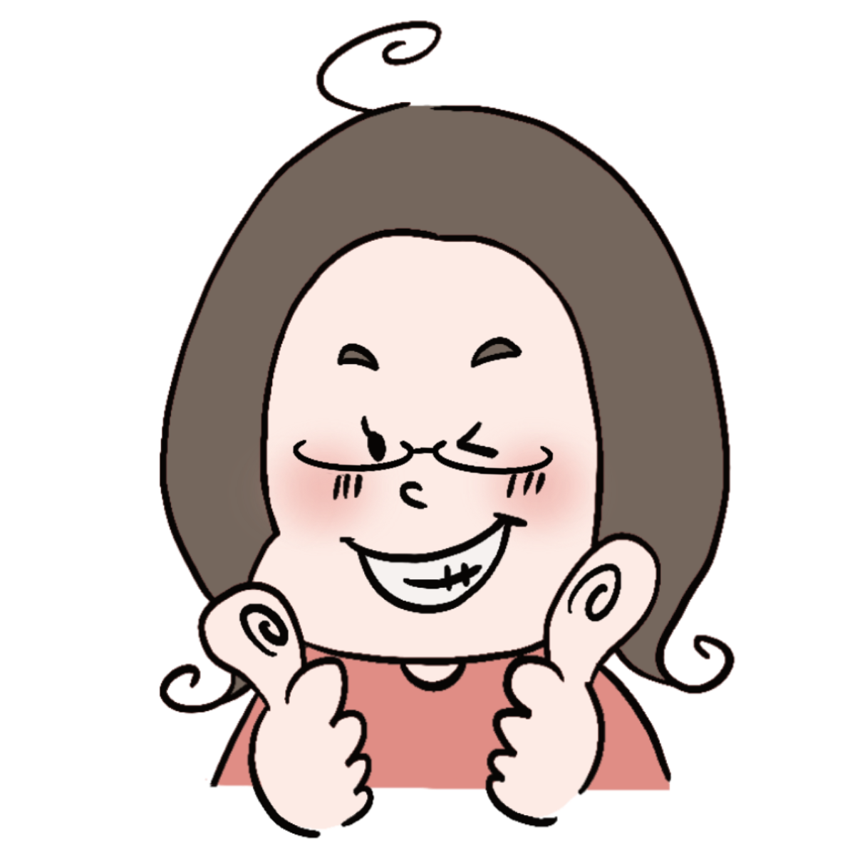 両手で親指を立てるさちのイラスト